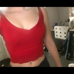 Red knit tank